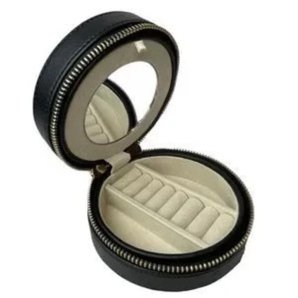 Round Zip Jewelry Case Black